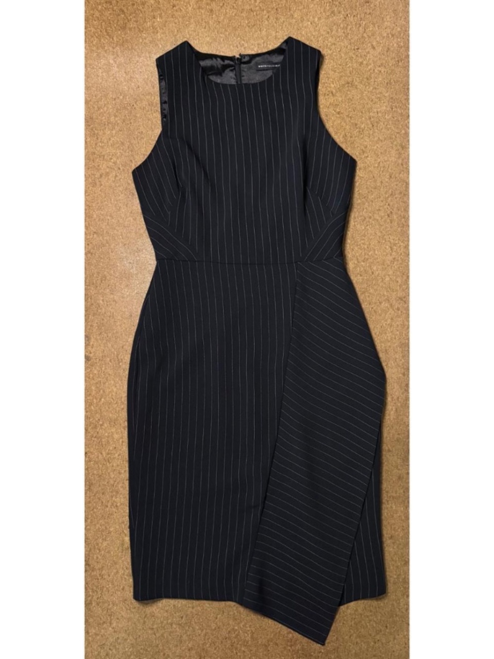 White House Black Market Women's 0P Black and Pinstriped Work Dress